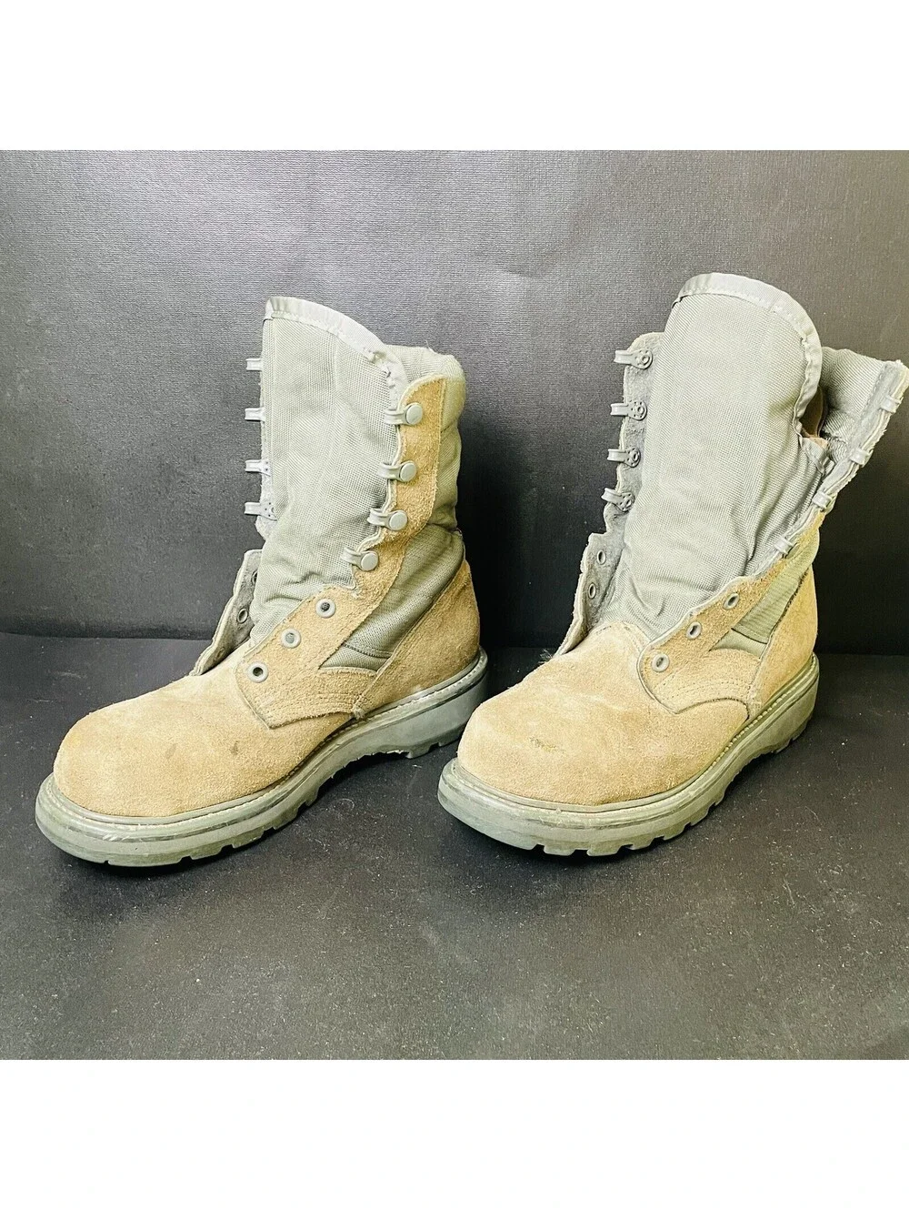 Military Steel Toe Combat Boots VIBRAM Men’s Size 5 Sage Green No Laces